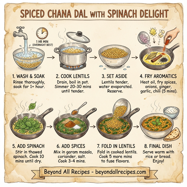 Spiced Chana Dal with Spinach Delight instructions