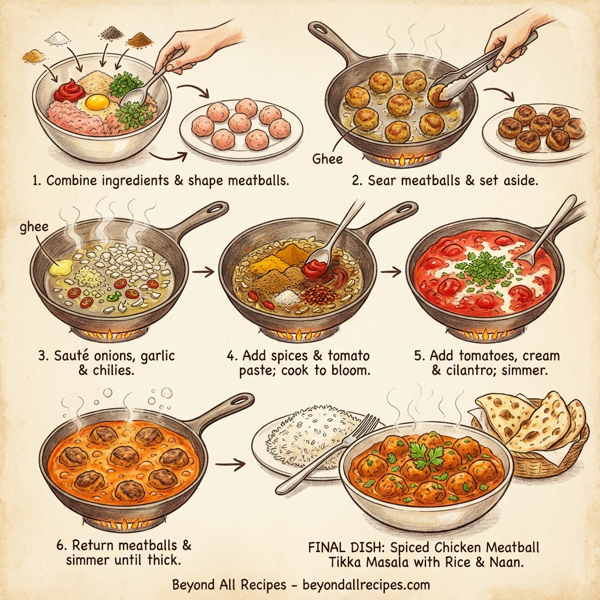 Spiced Chicken Meatball Tikka Masala instructions