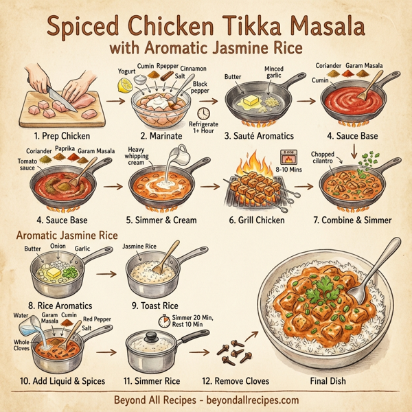 Spiced Chicken Tikka Masala with Aromatic Jasmine Rice instructions