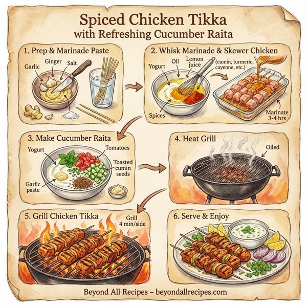 Spiced Chicken Tikka with Refreshing Cucumber Raita instructions