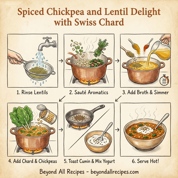 Spiced Chickpea and Lentil Delight with Swiss Chard instructions