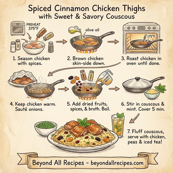 Spiced Cinnamon Chicken Thighs with Sweet and Savory Couscous instructions