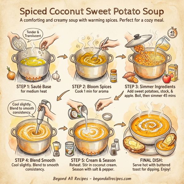Spiced Coconut Sweet Potato Soup instructions