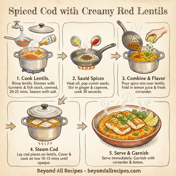 Spiced Cod with Creamy Red Lentils instructions