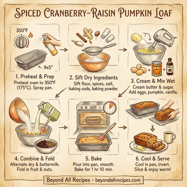 Spiced Cranberry-Raisin Pumpkin Loaf instructions