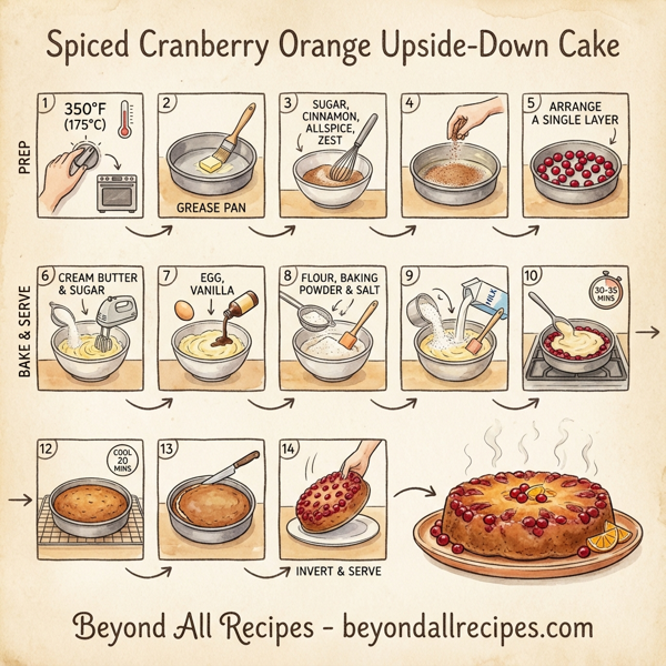 Spiced Cranberry Orange Upside-Down Cake instructions