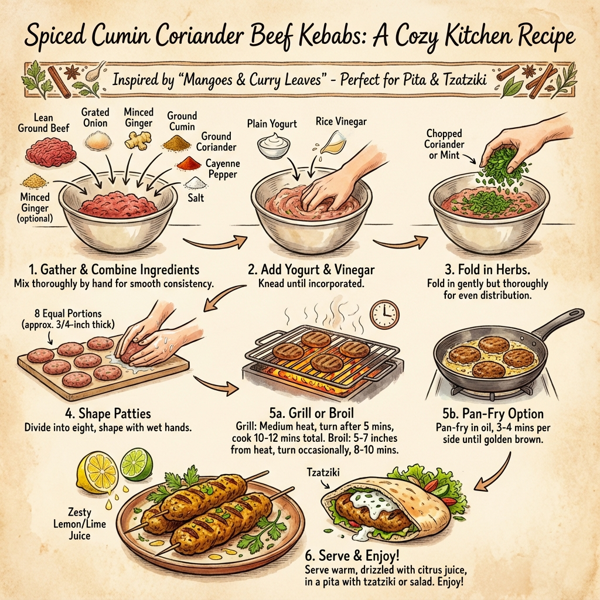 Spiced Cumin Coriander Beef Kebabs instructions