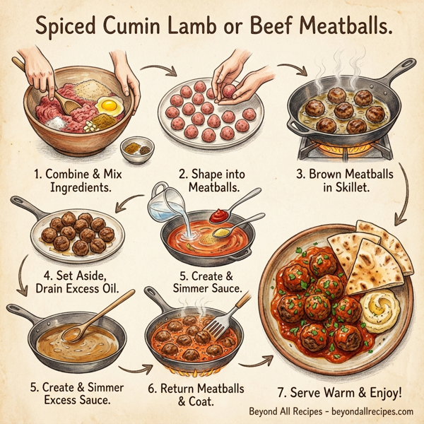 Spiced Cumin Lamb or Beef Meatballs instructions