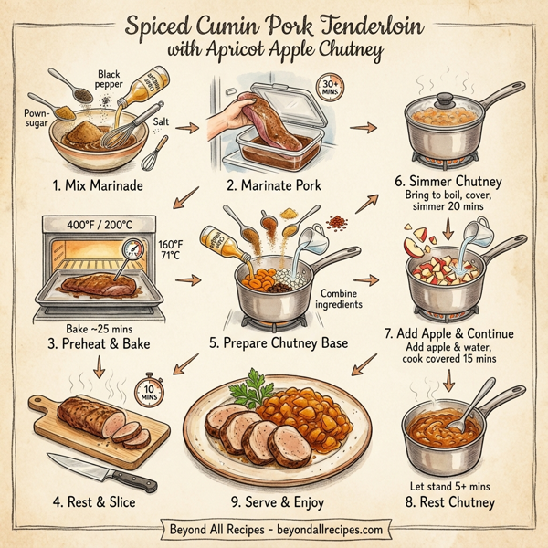 Spiced Cumin Pork Tenderloin with Apricot Apple Chutney instructions