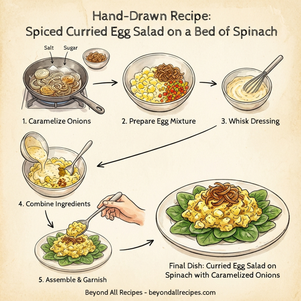 Spiced Curried Egg Salad on a Bed of Spinach instructions