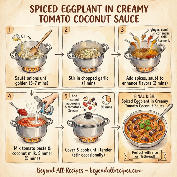 Spiced Eggplant in Creamy Tomato Coconut Sauce instructions