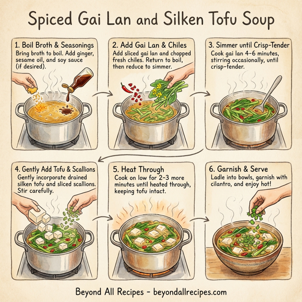 Spiced Gai Lan and Silken Tofu Soup instructions
