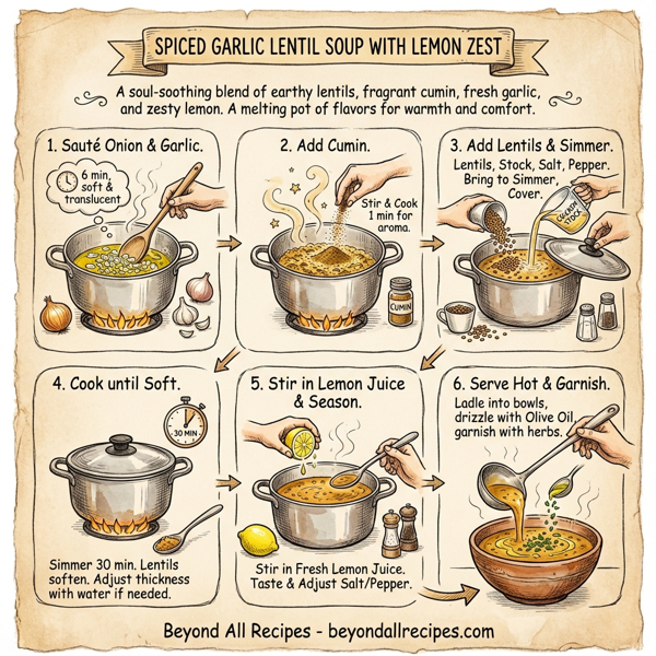 Spiced Garlic Lentil Soup with Lemon Zest instructions