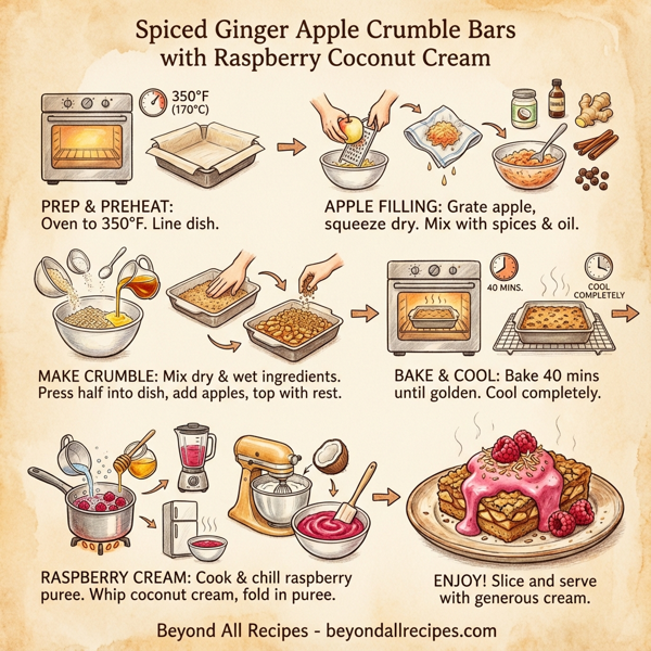 Spiced Ginger Apple Crumble Bars with Raspberry Coconut Cream instructions