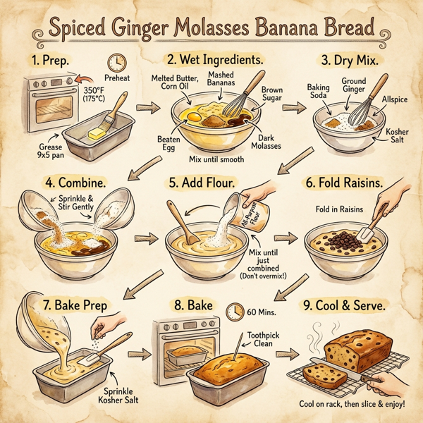 Spiced Ginger Molasses Banana Bread instructions