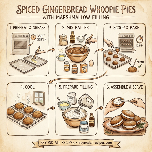 Spiced Gingerbread Whoopie Pies with Marshmallow Filling instructions