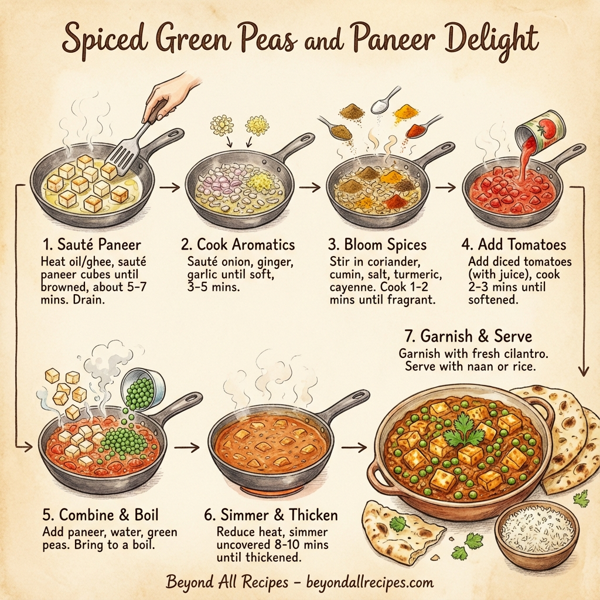 Spiced Green Peas and Paneer Delight instructions