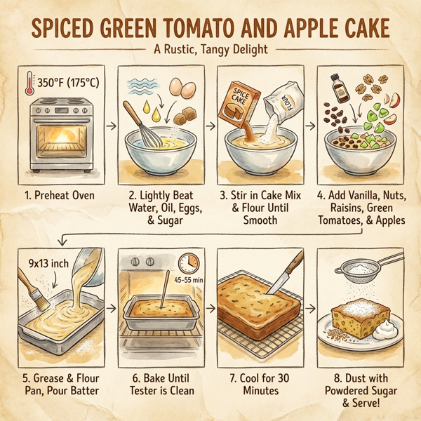 Spiced Green Tomato and Apple Cake instructions