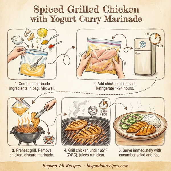 Spiced Grilled Chicken with Yogurt Curry Marinade instructions