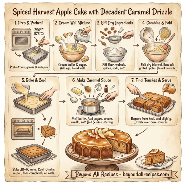 Spiced Harvest Apple Cake with Decadent Caramel Drizzle instructions