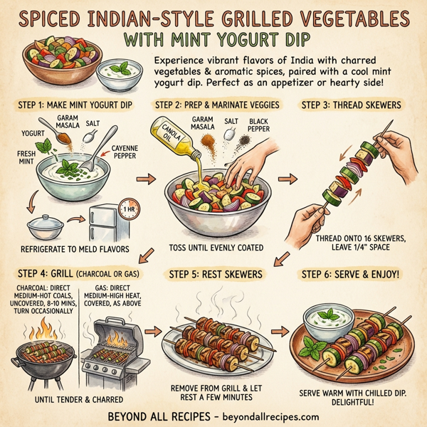 Spiced Indian-Style Grilled Vegetables with Mint Yogurt Dip instructions