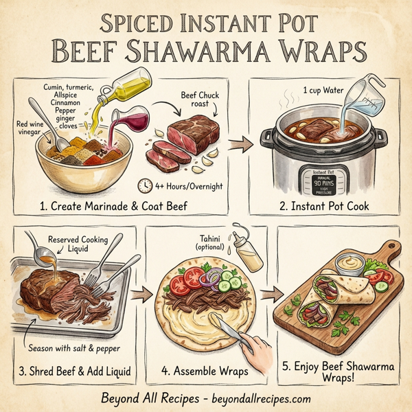 Spiced Instant Pot Beef Shawarma Wraps instructions