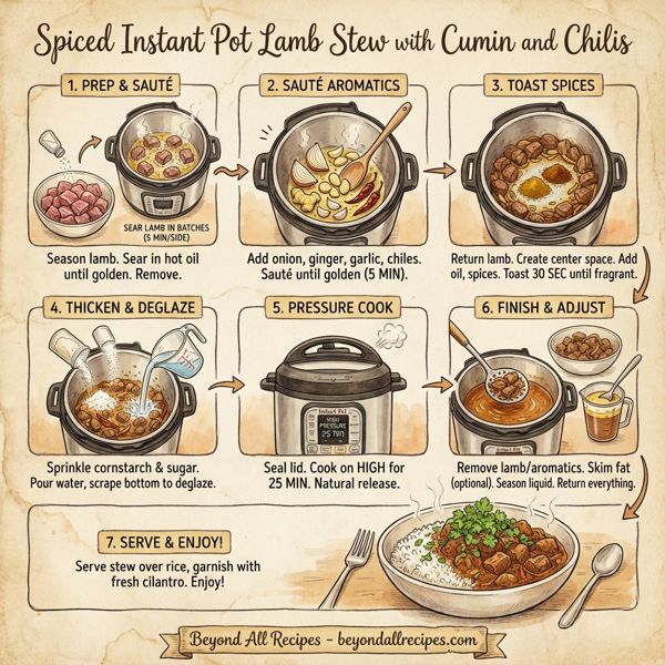 Spiced Instant Pot Lamb Stew with Cumin and Chilis instructions