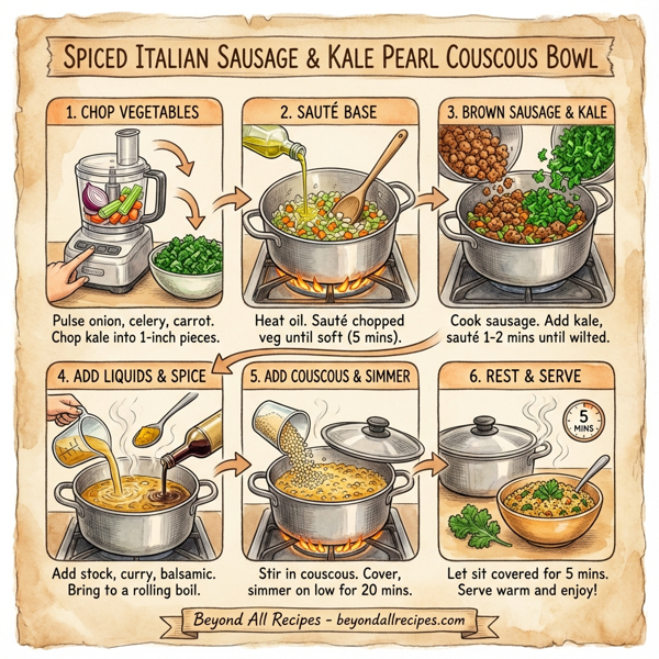 Spiced Italian Sausage and Kale Pearl Couscous Bowl instructions