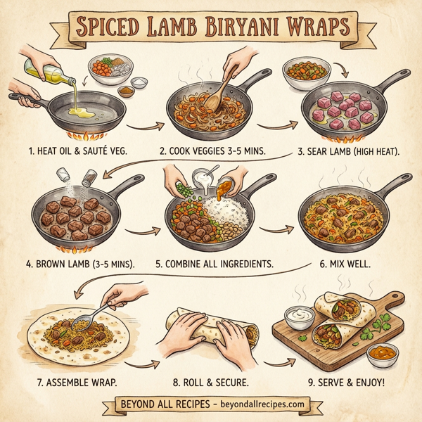 Spiced Lamb Biryani Wraps instructions