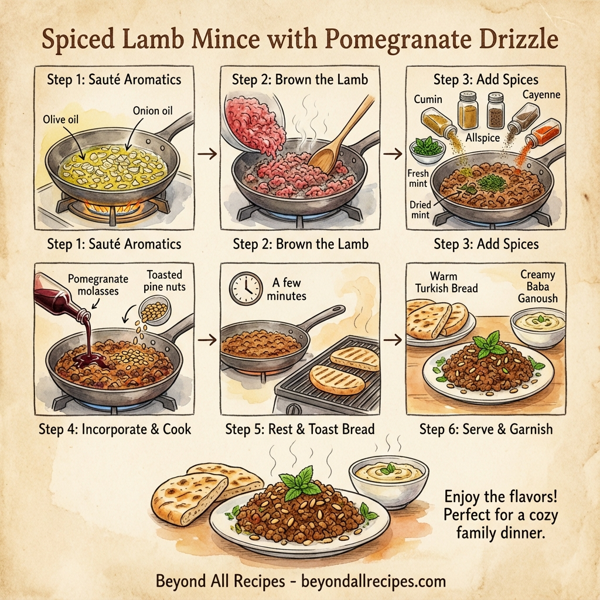 Spiced Lamb Mince with Pomegranate Drizzle instructions
