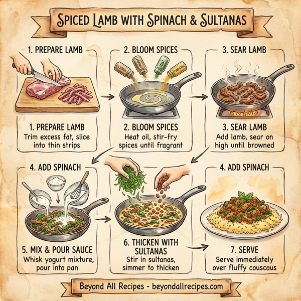 Spiced Lamb with Spinach and Sultanas instructions