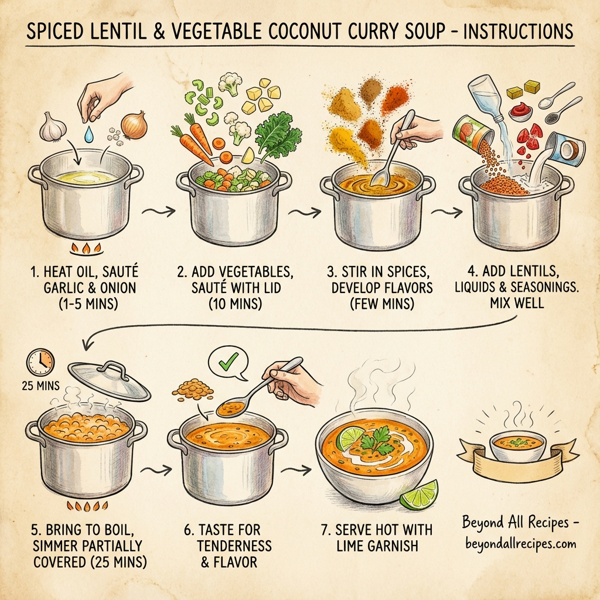 Spiced Lentil and Vegetable Coconut Curry Soup instructions