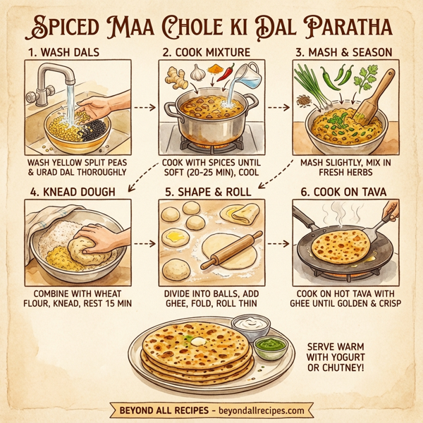 Spiced Maa Chole Ki Dal Paratha instructions