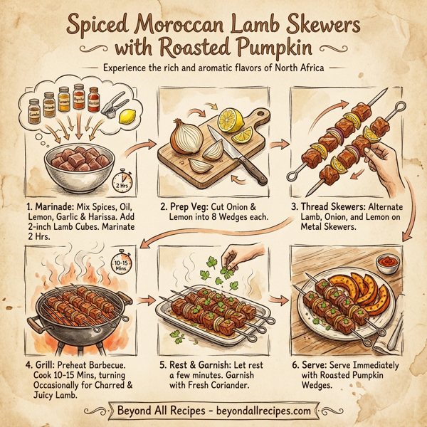 Spiced Moroccan Lamb Skewers with Roasted Pumpkin instructions