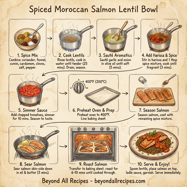 Spiced Moroccan Salmon Lentil Bowl instructions