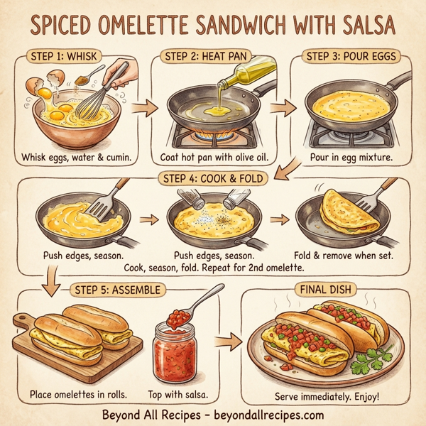 Spiced Omelette Sandwich with Salsa instructions