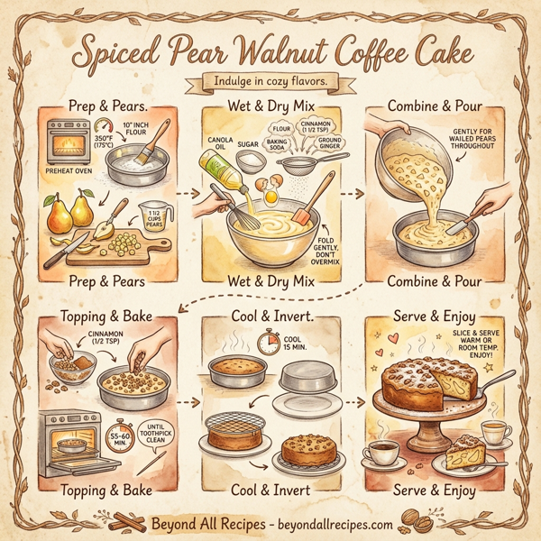 Spiced Pear Walnut Coffee Cake instructions