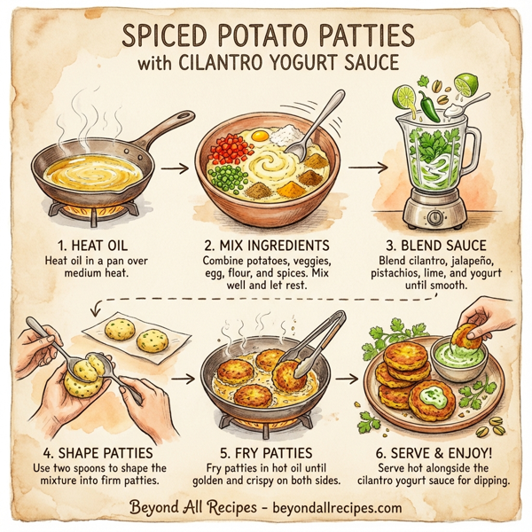 Spiced Potato Patties with Cilantro Yogurt Sauce instructions