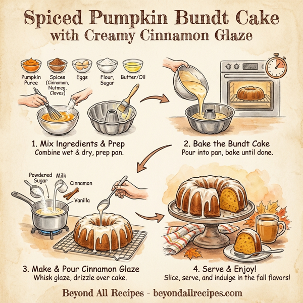 Spiced Pumpkin Bundt Cake with Creamy Cinnamon Glaze instructions