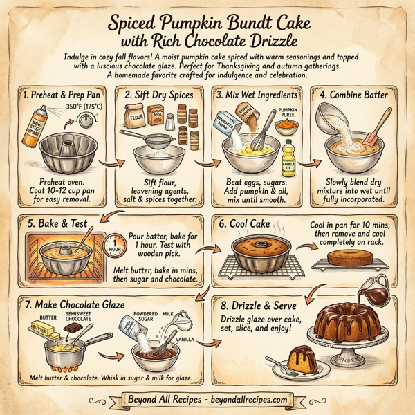 Spiced Pumpkin Bundt Cake with Rich Chocolate Drizzle instructions