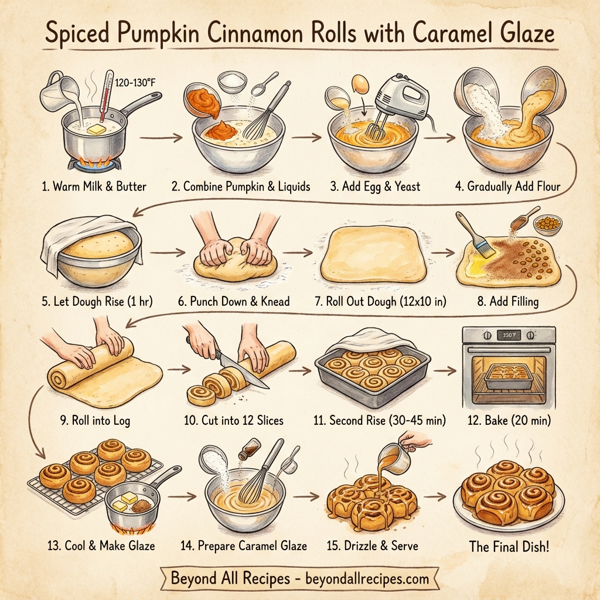 Spiced Pumpkin Cinnamon Rolls with Caramel Glaze instructions