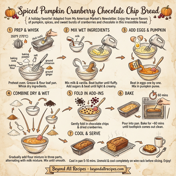 Spiced Pumpkin Cranberry Chocolate Chip Bread instructions