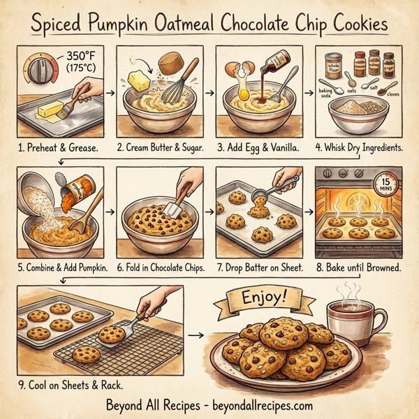Spiced Pumpkin Oatmeal Chocolate Chip Cookies instructions