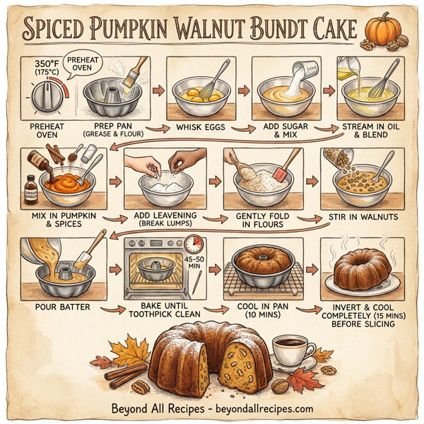 Spiced Pumpkin Walnut Bundt Cake instructions