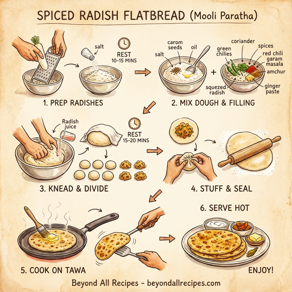 Spiced Radish Flatbread (Mooli Paratha) instructions