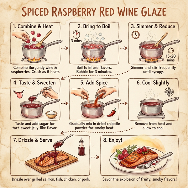Spiced Raspberry Red Wine Glaze instructions