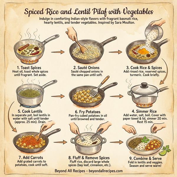 Spiced Rice and Lentil Pilaf with Vegetables instructions