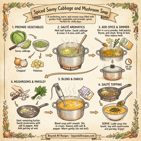 Spiced Savoy Cabbage and Mushroom Soup instructions
