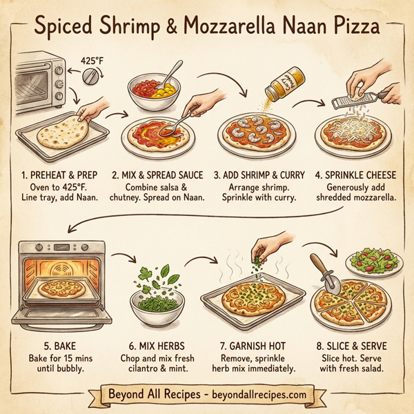 Spiced Shrimp & Mozzarella Naan Pizza instructions