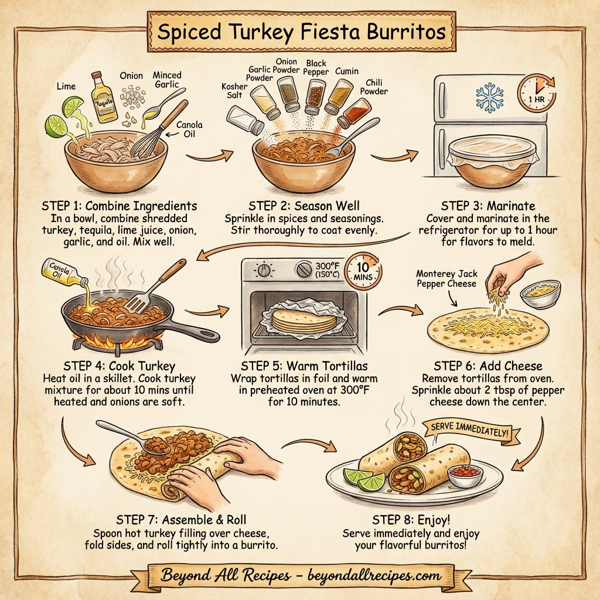 Spiced Turkey Fiesta Burritos instructions